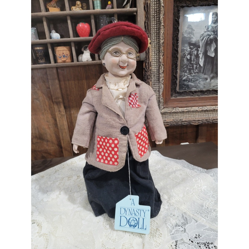 Emma Dynasty Doll 17"Bisque  Granny in Glasses Vintage